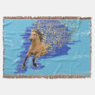 Pferd in Bewegung Abstrakte Digitale Kunst Wurfdec Decke