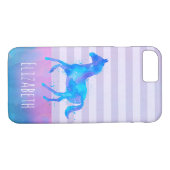 Pferd in Blau und Lila Wasserfarbe Personalisiert Case-Mate iPhone Hülle (Rückseite (Horizontal))