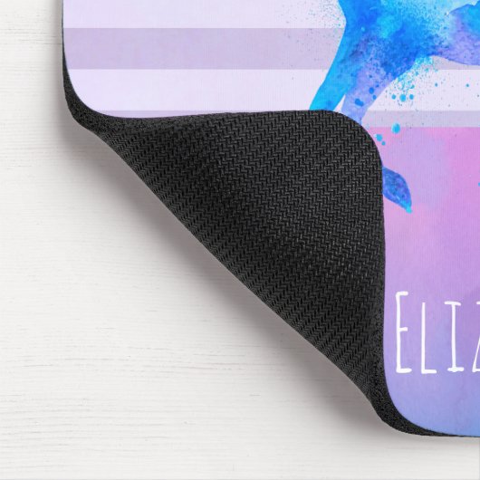 Pferd in Blau und Lila Wasserfarbe Personalisiert Mousepad (Ecke)