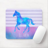 Pferd in Blau und Lila Wasserfarbe Personalisiert Mousepad (Mit Mouse)