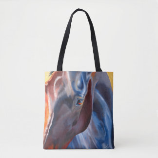 Pferd in Blues Modernes Reitpferd Kunst, Dichtung  Tasche