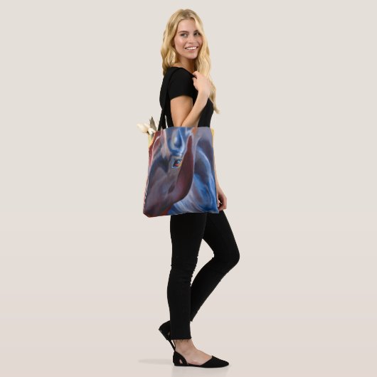 Pferd in Blues Modernes Reitpferd Kunst, Dichtung Tasche (Am Model)