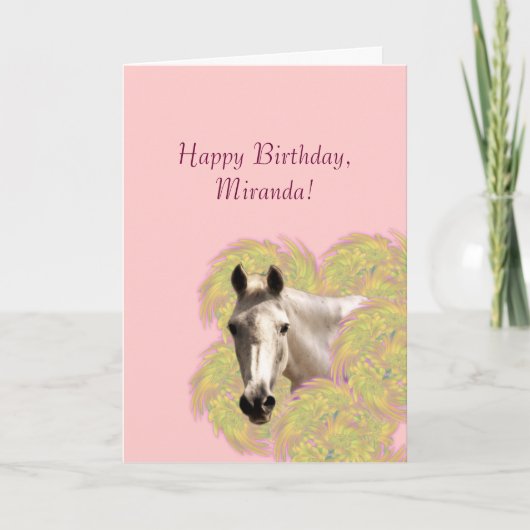 Pferd in Blume - Alles Gute zum Geburtstag! Karte (Vorderseite)