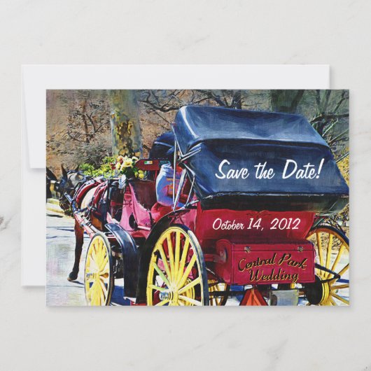 Pferd in Buggy Save the Date Hochzeitskarte (Vorderseite)