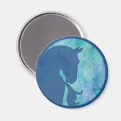 Pferd in Circle - Blau Magnet (Vorderseite/Rückseite)