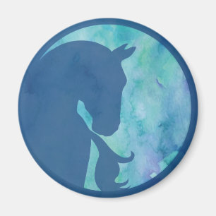 Pferd in Circle - Blau Magnet