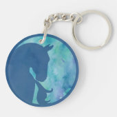 Pferd in Circle - Blau Schlüsselanhänger (Rückseite)