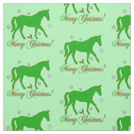 Pferd in den Silhouette-frohen Weihnachten Stoff