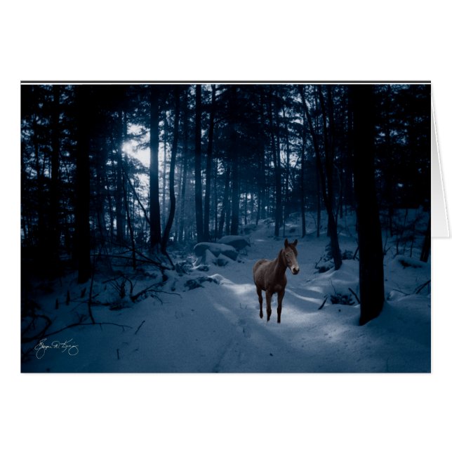 Pferd in einem blauen Holz: Karte (Vorderseite (Horizontal))