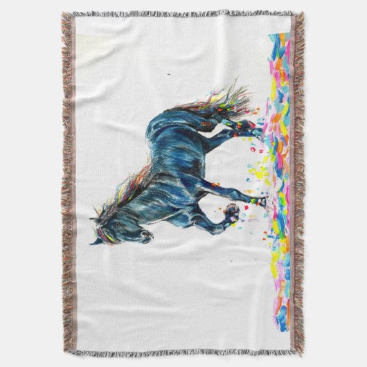 Pferd in einem Farblauf Decke (Vorderseite Vertikal)
