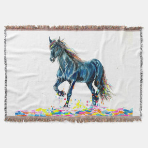 Pferd in einem Farblauf Decke