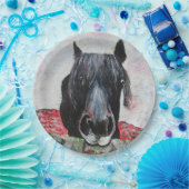 Pferd in einem Feld Reitsportler jigsaw Pappteller (Party)