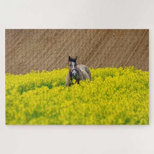 Pferd in einem Feld von Blume Puzzle (Horizontal)