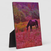 Pferd in einem kaleidoskopfarbenen Feld Fotoplatte (Seite)