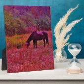 Pferd in einem kaleidoskopfarbenen Feld Fotoplatte (Seite)