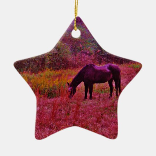 Pferd in einem kaleidoskopfarbenen Feld Keramikornament (Vorne)