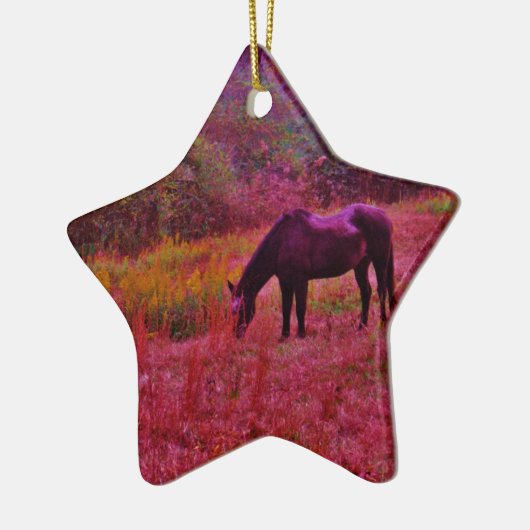 Pferd in einem kaleidoskopfarbenen Feld Keramikornament (Links)