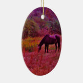 Pferd in einem kaleidoskopfarbenen Feld Keramikornament (Rechts)