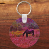 Pferd in einem kaleidoskopfarbenen Feld Schlüsselanhänger (Vorderseite)