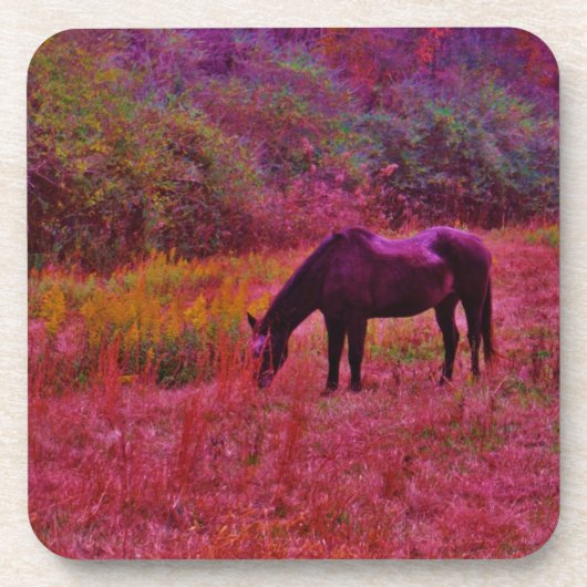 Pferd in einem kaleidoskopfarbenen Feld Untersetzer (Vorderseite)