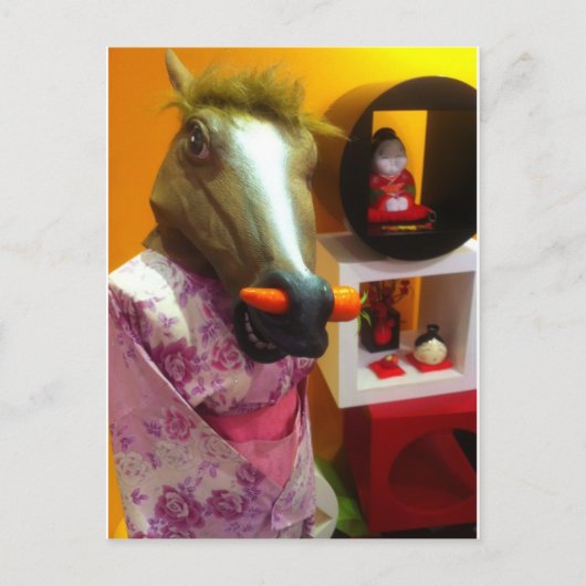 Pferd in einem Kimono Postkarte (Vorderseite)