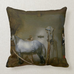 Pferd in einem Stall, c.1652-54 (Öl auf Platte) Kissen
