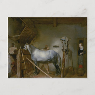 Pferd in einem Stall, c.1652-54 (Öl auf Platte) Postkarte