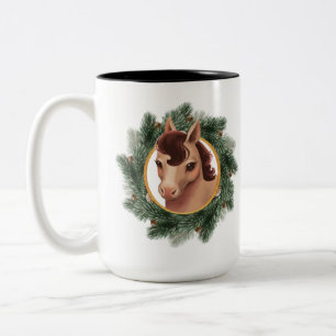 Pferd in einem Tannen-Kranz-Mug Zweifarbige Tasse