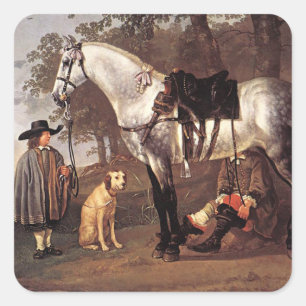 Pferd in einer Landschaft Aelbert Cuyp Quadratischer Aufkleber