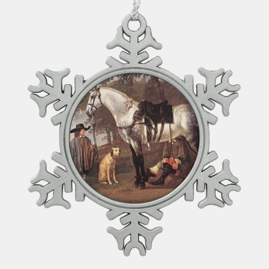 Pferd in einer Landschaft Aelbert Cuyp Schneeflocken Zinn-Ornament (Vorderseite)
