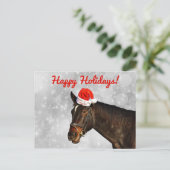 Pferd in einer Weihnachts-Hat-Postkarte Postkarte (Stehend Vorderseite)