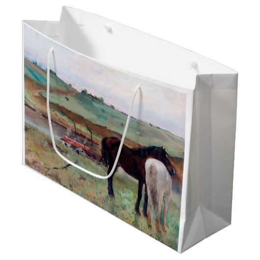 Pferd in einer Wiese, Edgar Degas Große Geschenktüte (Vorderseite Schrägansicht)