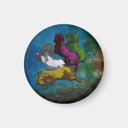 Pferd in Farben ~ Tasten Magnet (Vorne)