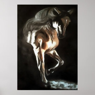Pferd in Flaxen Kastanienbraun auf schwarz Poster