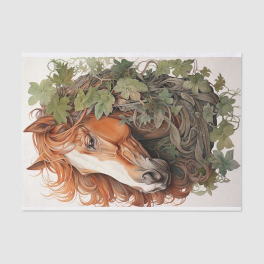 Pferd in Foliage 2 Decoupage Paper Seidenpapier (Vorderseite)