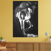 Pferd in Grau auf schwarz Leinwanddruck (Insitu (Wohnzimmer))