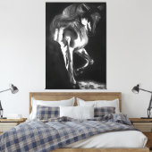 Pferd in Grau auf schwarz Leinwanddruck (Insitu (Schlafzimmer))