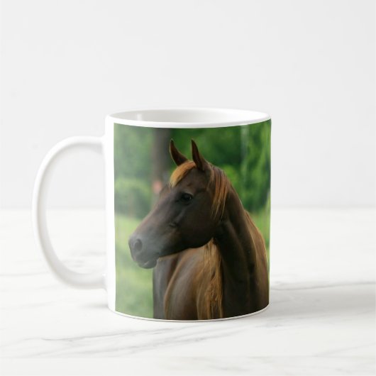 Pferd in Grünweide Persönliche Umarmung Kaffeetasse (Links)