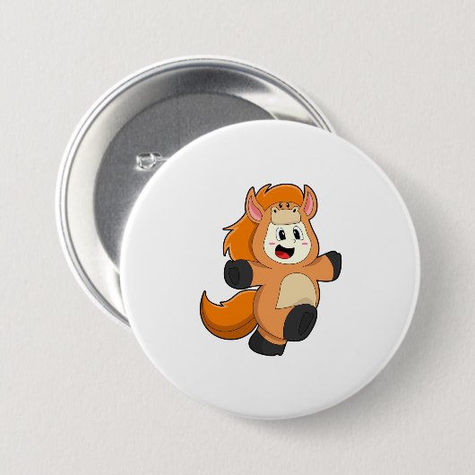 Pferd in Kostüm Button (Vorne & Hinten)