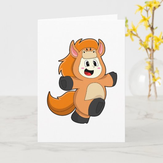 Pferd in Kostüm Karte (Gelbe Blume)