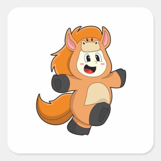 Pferd in Kostüm Quadratischer Aufkleber (Vorderseite)