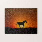 Pferd in Orange Sunset Challenging Puzzle (Horizontal)