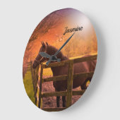 Pferd in Paddock Personalisiert Große Wanduhr (Winkel)