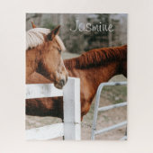 Pferd in Paddock und Farmpferdefreund, individuell Puzzle (Vertikal)