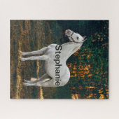 Pferd in Paddock und Pferdefreund, tierische Liebe Puzzle (Horizontal)