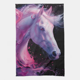 Pferd in Rosa und Lila Abstrakter Splendor 3 Geschirrtuch