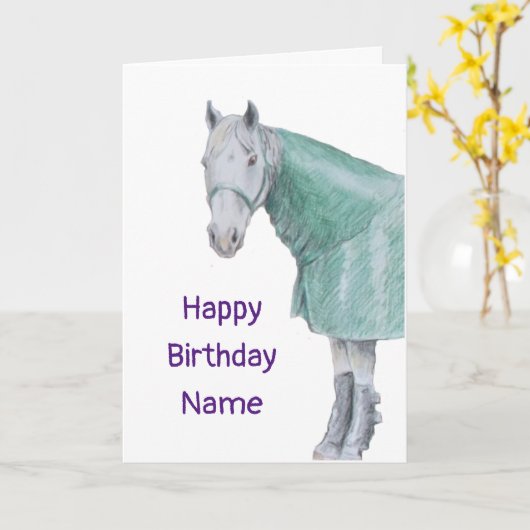 Pferd in Rug Geburtstag Karte (Gelbe Blume)