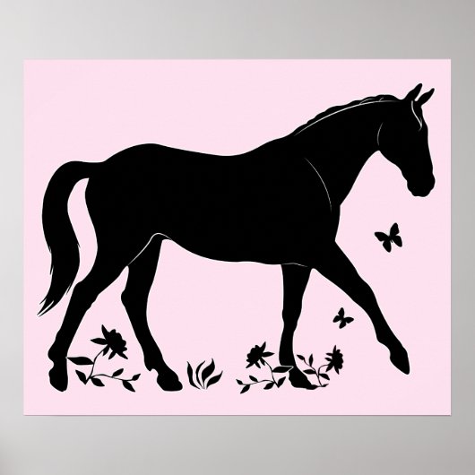 Pferd in Silhouette Poster (Vorne)