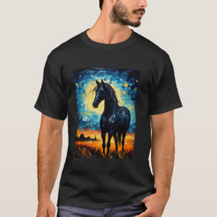 Pferd in Starry Night Van Gogh inspirierte Kunst f T-Shirt