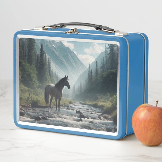 Pferd in Stream Metal Lunchbox (Beispiel)